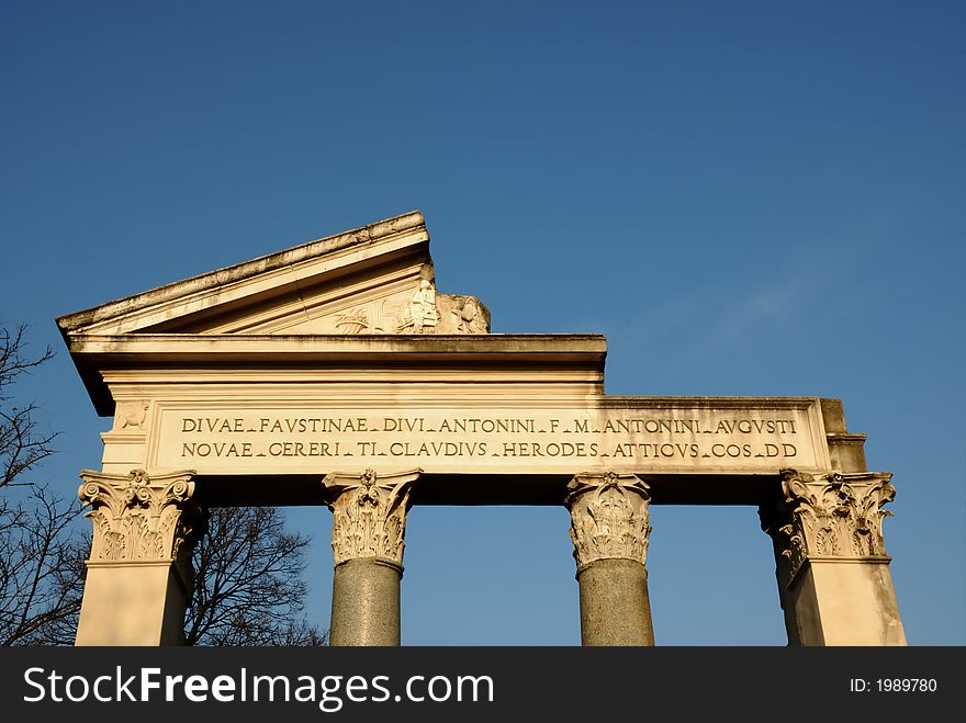 The Antonino and Faustina Temple in Villa Borghese, Rome, Italy