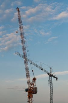 Two Cranes In The Evening Stock Photography Two Cranes In The Evening Stock Photography