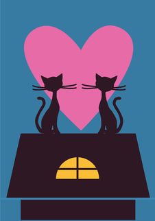 Illustration Of Two Cats In Love And Pink Heart Royalty Free Stock Photo Illustration Of Two Cats In Love And Pink Heart Royalty Free Stock Photo