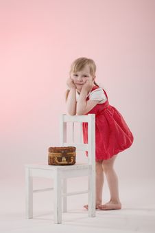 Girl With Wicker Stock Images