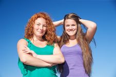 Two Women Have Fun In Park Stock Photo Two Women Have Fun In Park Stock Photo