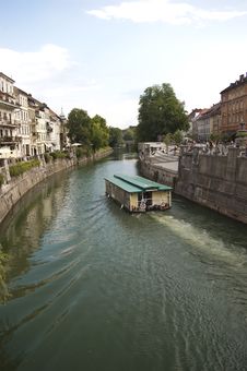 River And Old Town Centre In Ljubljana Royalty Free Stock Image River And Old Town Centre In Ljubljana Royalty Free Stock Image