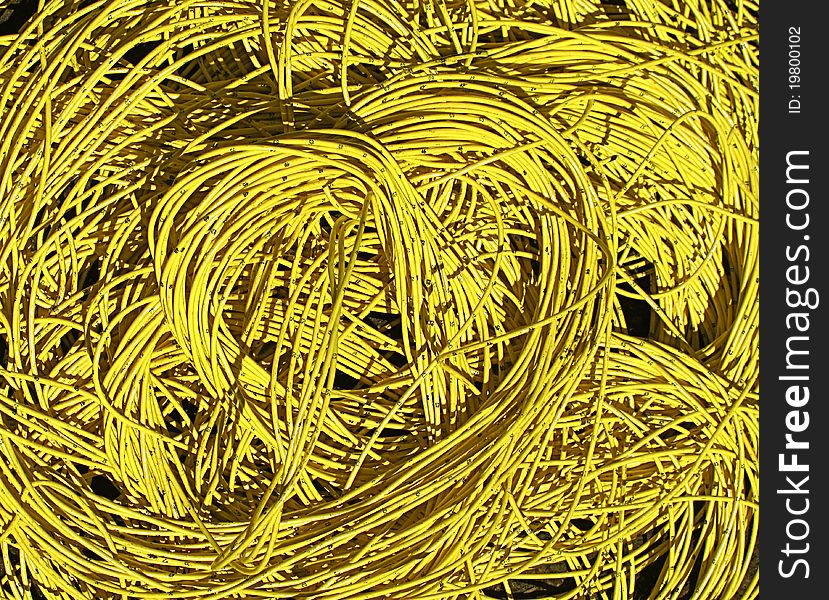 Yellow wire for electric works in inhabited and commercial buildings.