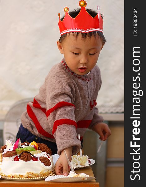 The portrait of an Asian boy,who is birthday. The portrait of an Asian boy,who is birthday