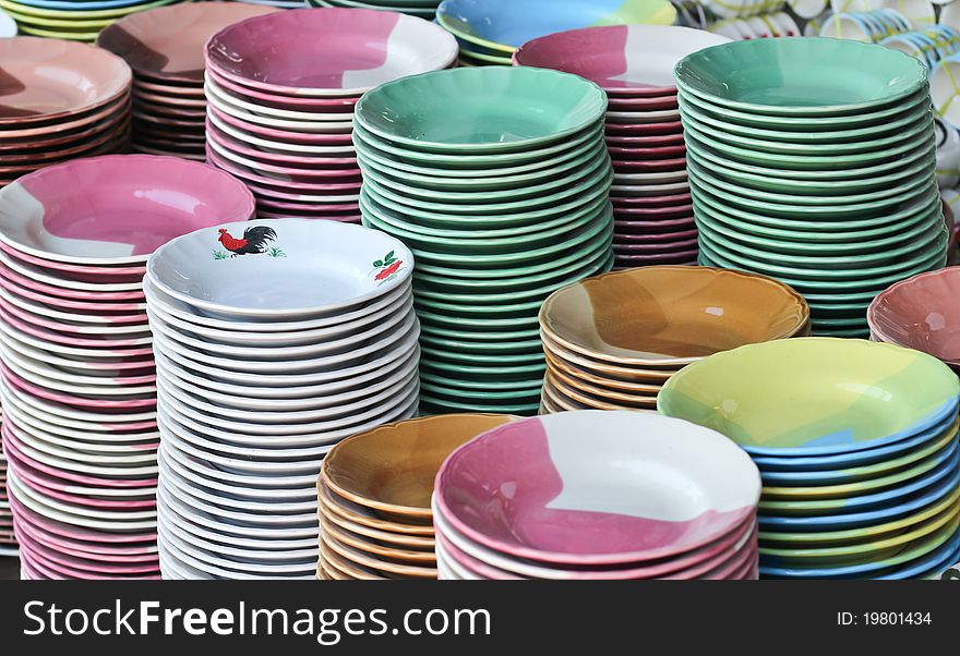 Stack of beautiful ceramic plate