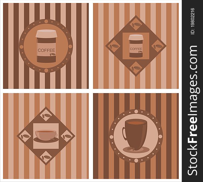 Set of 4 cute coffee backgrounds