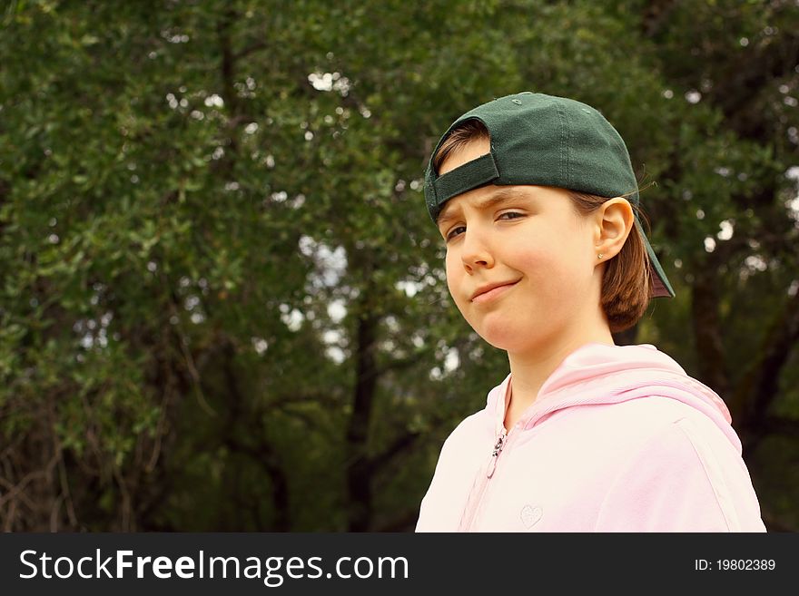 Cute Young Girl With Baseball Cap