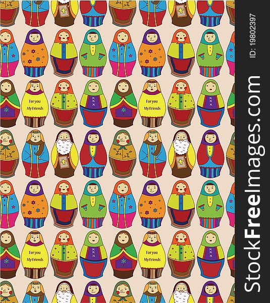 Seamless Russian doll pattern