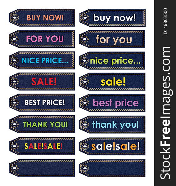 Color illustration with various color stickers, shopping and saving money