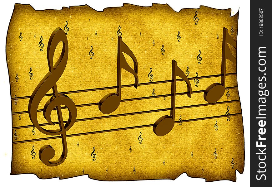 Treble clef and notes the old background
