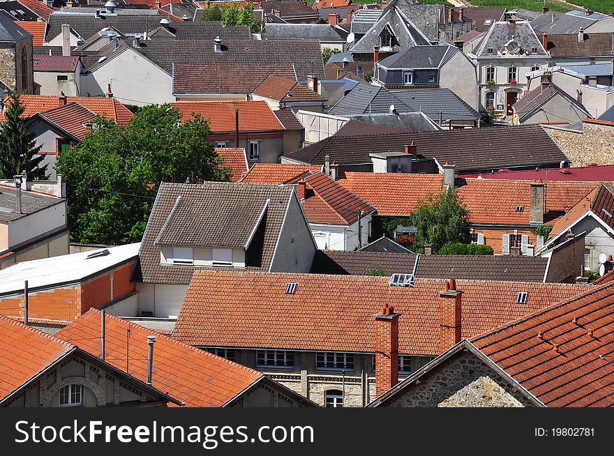 Roofs of houses in a French village. Roofs of houses in a French village