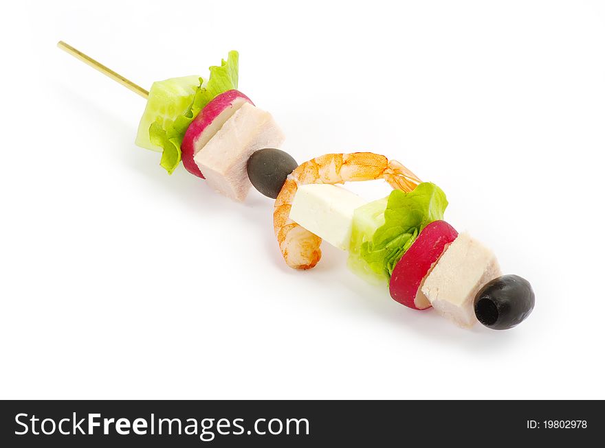 Salad canape on a white background. Salad canape on a white background