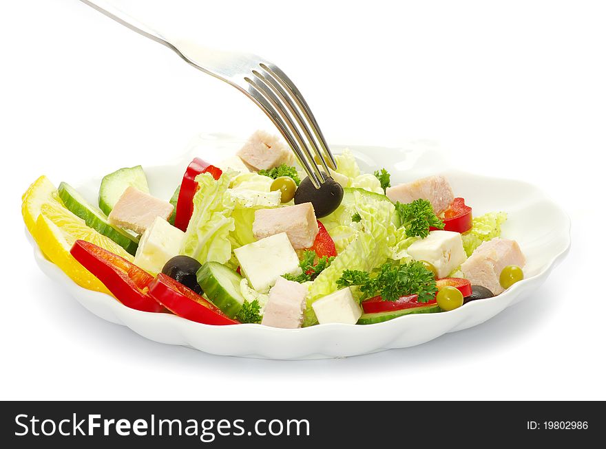 Salad isolated on white background