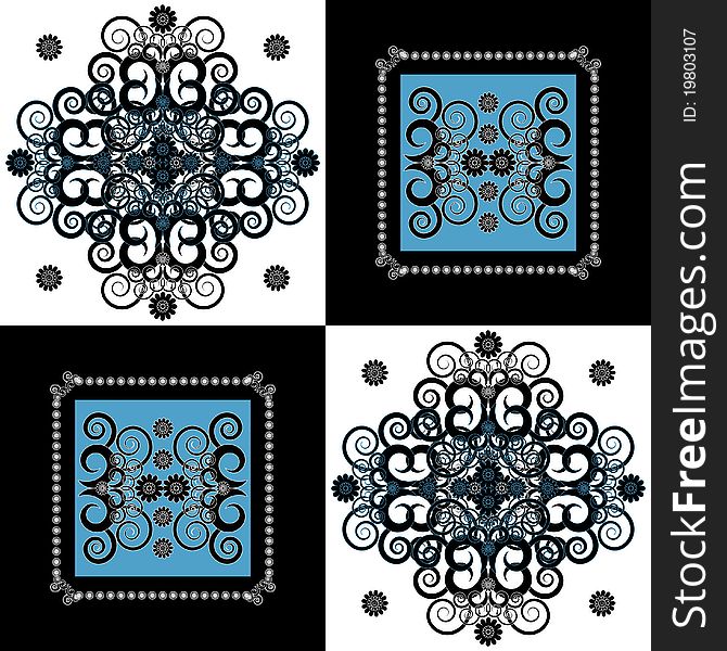 Pattern with flower on square background