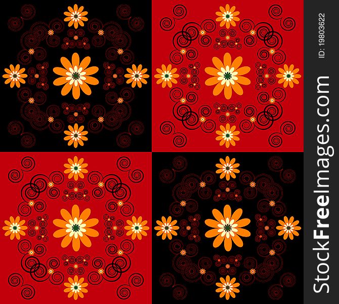 Flower Pattern Square Background