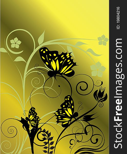 Gold Butterfly. Vector Image
