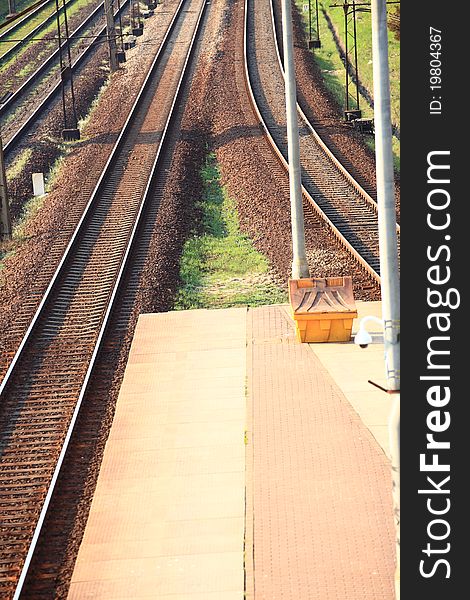 Pavement brown and railroad track. Pavement brown and railroad track