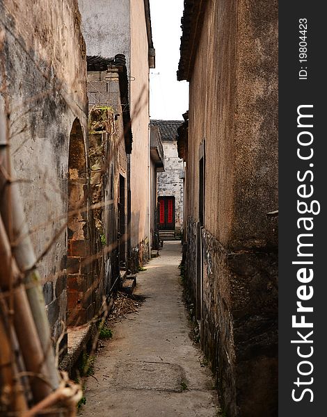 A narrow alley between old house in Chinese country