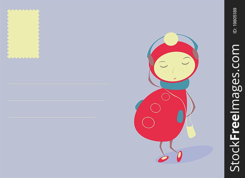 Girl with headphones card congratulation