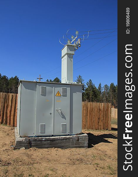 Electrical substation, which supplies the energy of a small housing estate. Electrical substation, which supplies the energy of a small housing estate.