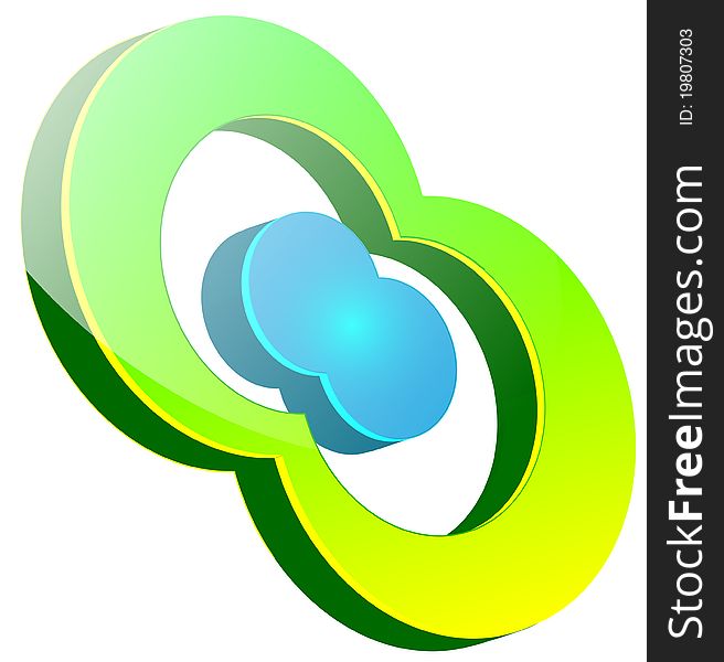 Logo 3d circles, blue and green. Logo 3d circles, blue and green