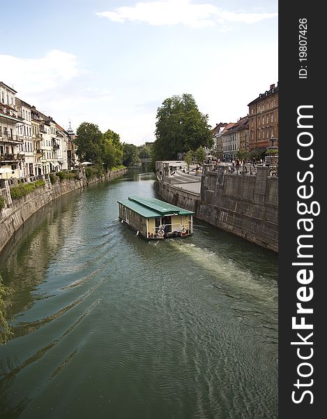Photo of river and old town centre with in Ljubljana, Slovenia. Photo of river and old town centre with in Ljubljana, Slovenia