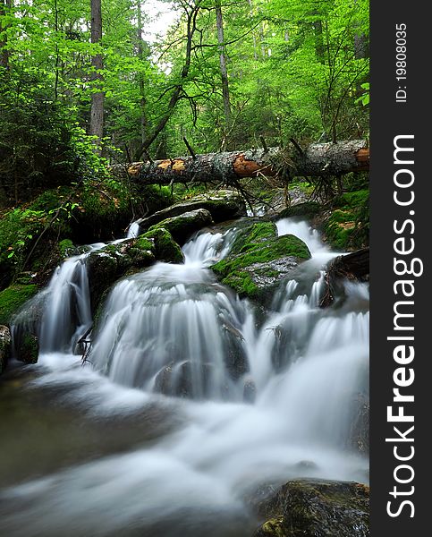 Waterfall in the national park Sumava-Czech Republic