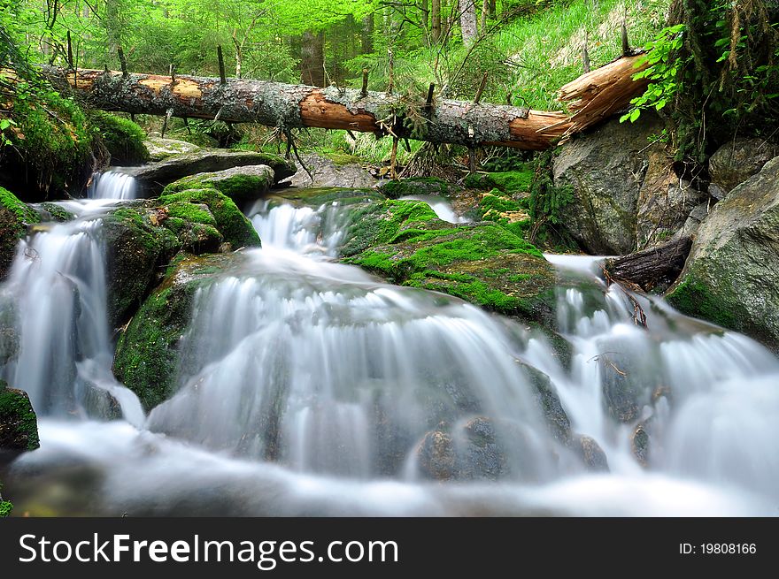 Waterfall in the national park Sumava-Czech Republic