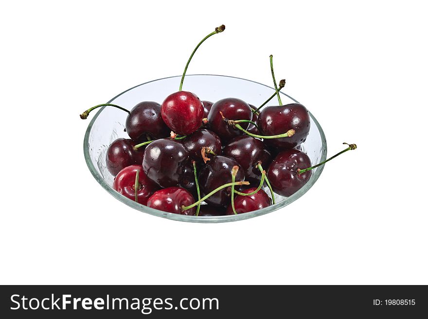 Ripe fresh cherries on a white background. Ripe fresh cherries on a white background