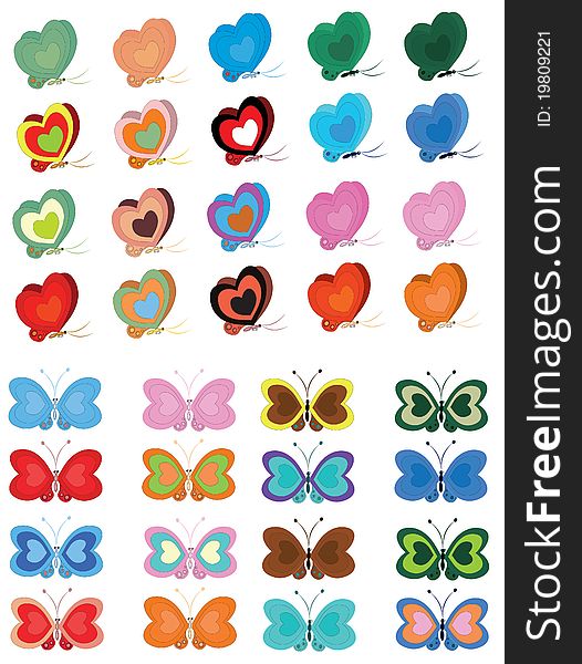 Set of the varicolored butterflies. Set of the varicolored butterflies