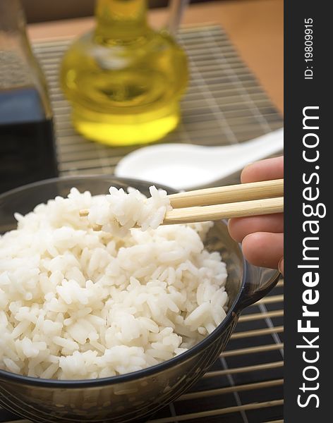 Fresh rice for sushi in bowl