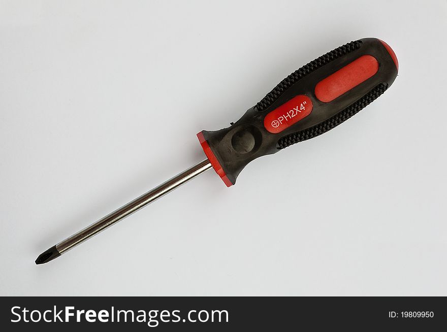 Closeup of phillips screwdriver - studio isolated on white
