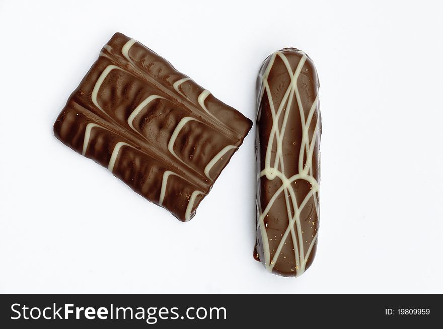 Chocolate covered biscuits - isolated on white