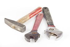 Old Locker Wrenches And Old Hammer Stock Images Old Locker Wrenches And Old Hammer Stock Images