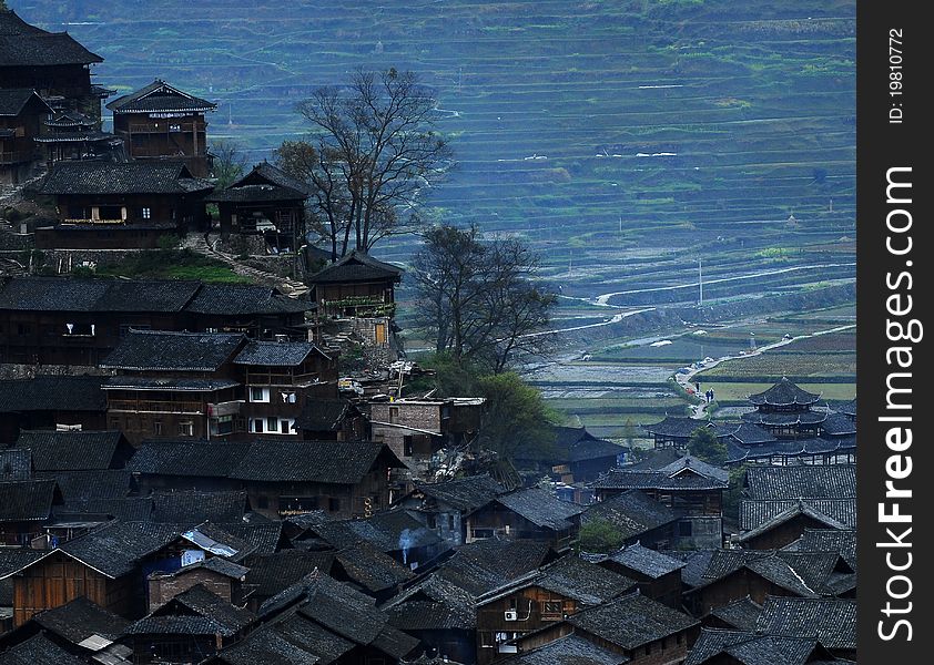 The Miao national minority people live place. The Miao national minority people live place