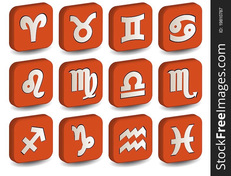 Illustration of 3D zodiac orange icon