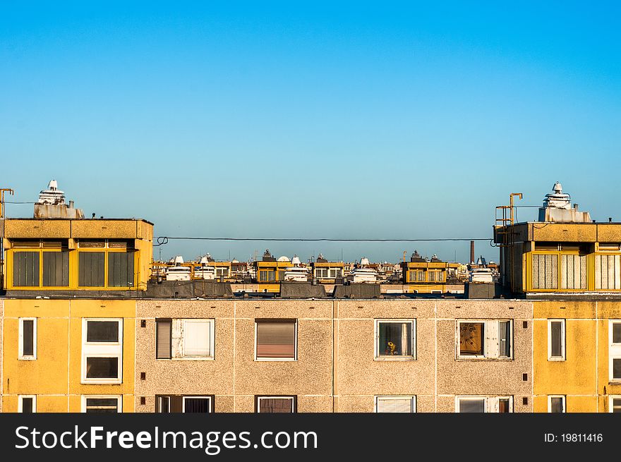 Old Apartment against blue sky