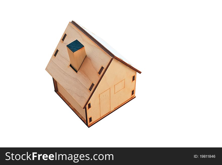 Wooden house on white background