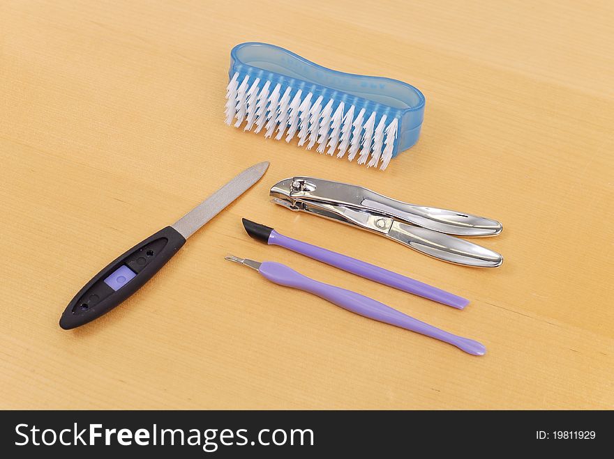 Manicure Utilities On Wood Table