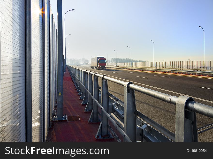 Sound protection walls on highway