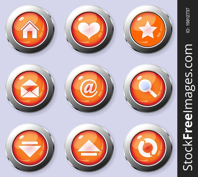 A set of round internet buttons