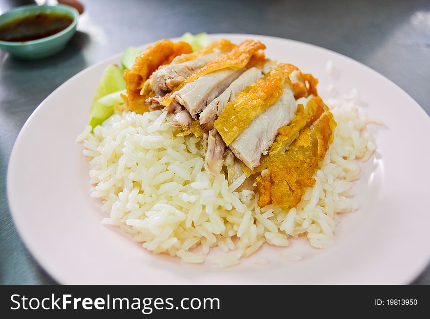 Fried chicken with rice  , Asian style food