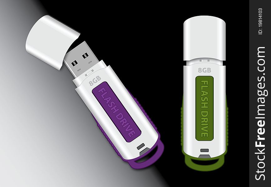 A vector illustration of an USB flash drive. The cap of the flash drive can be separated from its body. Available in EPS format. Each element is organized as separate groups and easily editable. A vector illustration of an USB flash drive. The cap of the flash drive can be separated from its body. Available in EPS format. Each element is organized as separate groups and easily editable.