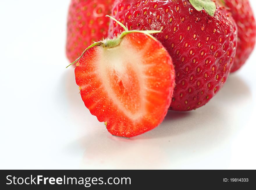 Half Strawberry On A White Background