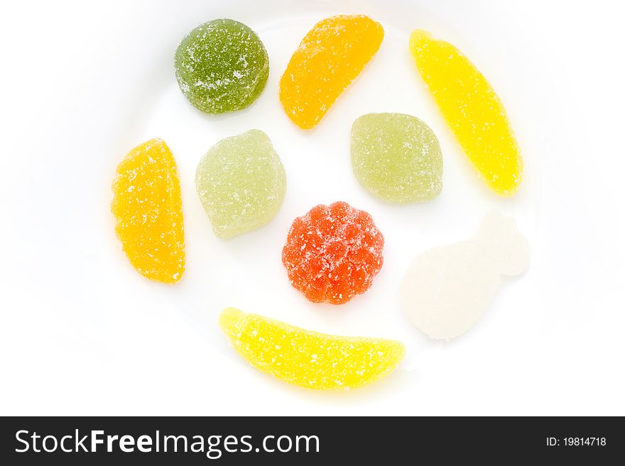 Collection of colored gelatine sugarcoated sweet candies