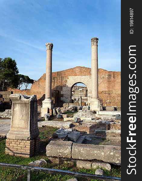 Roman Forum ruins in Rome, Italy