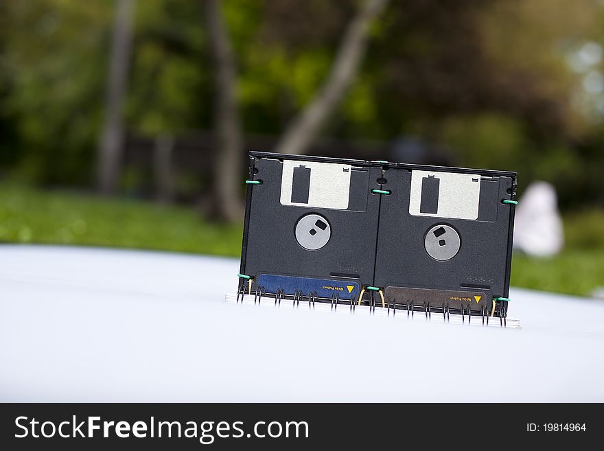 A handmade floppy disk box
