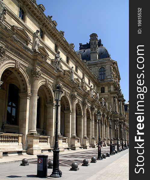 View towards northern wing of Louvre museum in Paris
