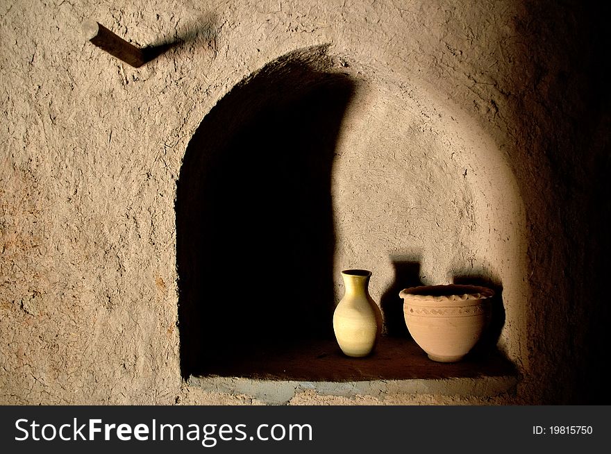 Pots in Pottery factory in Bahla, Oman