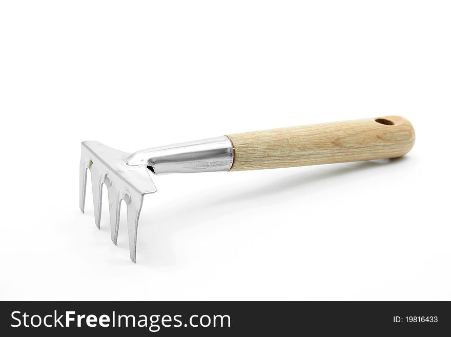 Gardening fork trowel lute isolated on white